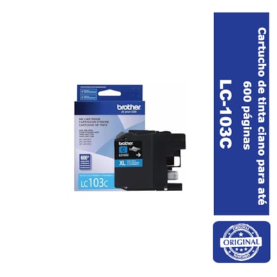 Cartucho de Tinta Brother LC-103C Ciano p/ 600 Páginas