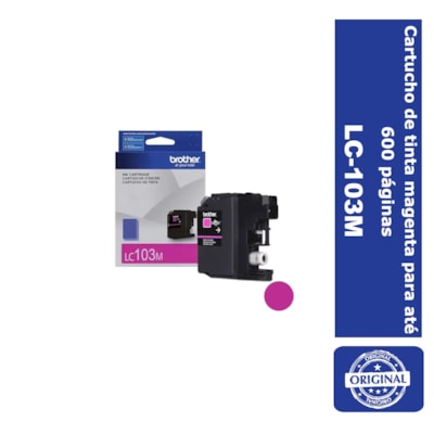 Cartucho de Tinta Brother LC-103M Magenta p/ 600 Páginas