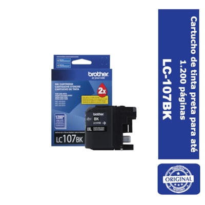Cartucho de Tinta Brother LC-107BK Preto p/ 1.200 Páginas
