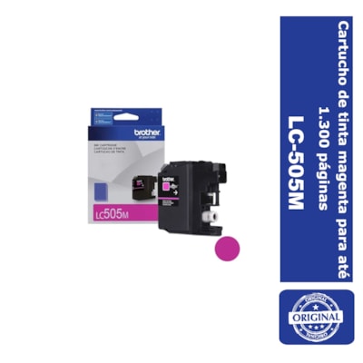 Cartucho de Tinta Brother LC-505M Magenta p/ 1.300 Páginas