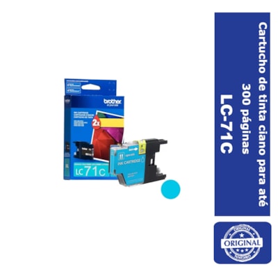 Cartucho de Tinta Brother LC-71C Ciano p/ 300 Páginas