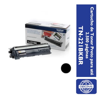 Cartucho de Toner Brother TN-221BKBR Preto p/ 2.500 Páginas