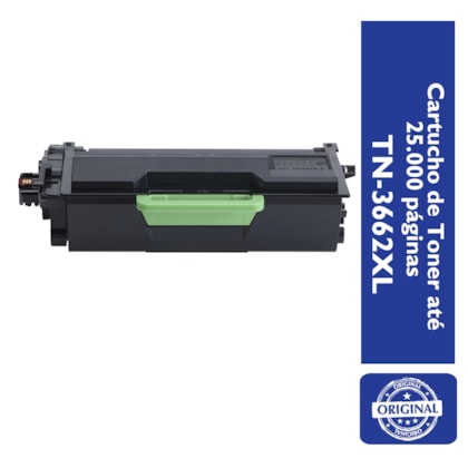 Cartucho de Toner Brother TN-3662XL para até 25.000 páginas