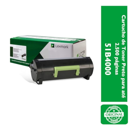 Cartucho de Toner Lexmark 51B4000 Preto p/ 2.500 Páginas