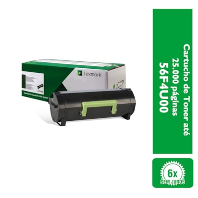 Cartucho de Toner Lexmark 56F4U00 para até 25.000 páginas