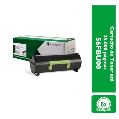 Cartucho de Toner Lexmark 56FBU00 para até 25.000 páginas