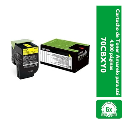 Cartucho de Toner Lexmark 70CBXY0 Amarelo p/ 4.000 Páginas