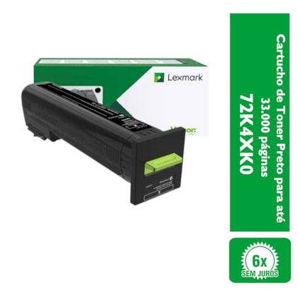 Cartucho de Toner Lexmark 72K4XK0 Preto para até 33.000 páginas