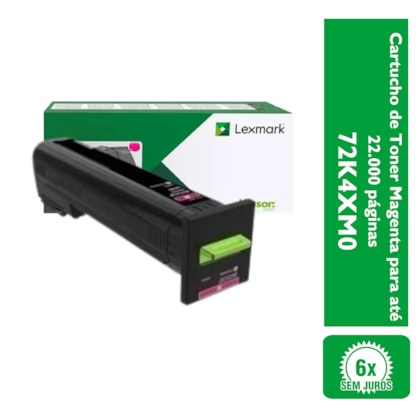 Cartucho de Toner Lexmark 72K4XM0 Magenta para até 22.000 páginas