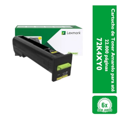 Cartucho de Toner Lexmark 72K4XY0 Amarelo para até 22.000 páginas