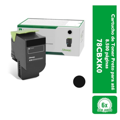 Cartucho de Toner Lexmark 78CBXK0 Preto p/ 8.500 Páginas