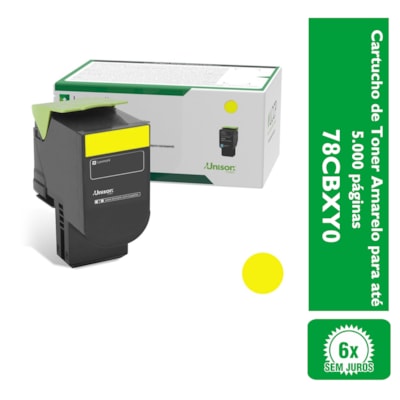 Cartucho de Toner Lexmark 78CBXY0 Amarelo p/ 5.000 Páginas