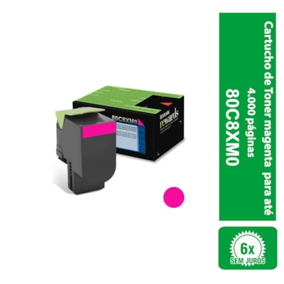 Cartucho de Toner Lexmark 80C8XM0 Magenta p/ 4.000 Páginas