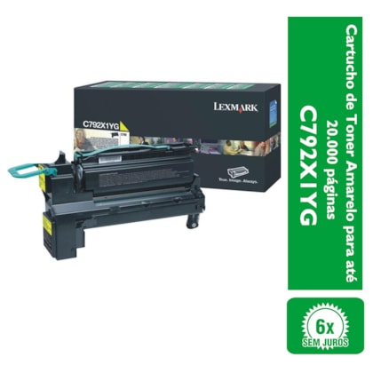 Cartucho de Toner Lexmark C792X1YG Amarelo para até 20.000 páginas