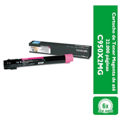 Cartucho de Toner Lexmark C950X2MG Magenta para até 22.000 páginas