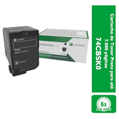 Cartucho de Toner Lexmark Preto 74CBSK0 para até 7.000 páginas