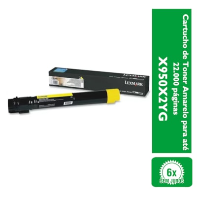 Cartucho de Toner Lexmark X950X2YG Amarelo p/ 22.000 Páginas