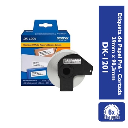 Etiqueta Térmica Brother DK-1201 Branca Pré Cortada 29mmx90,3mm 400un