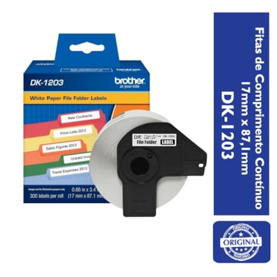 Etiqueta Térmica Brother DK-1203 Branca Pré Cortada 17mm x 87,1mm 300un