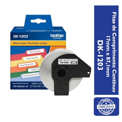 Etiqueta Térmica Brother DK-1203 Branca Pré Cortada 17mm x 87,1mm 300un