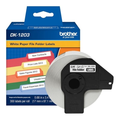 Etiqueta Térmica Brother DK-1203 Branca Pré Cortada 17mm x 87,1mm 300un