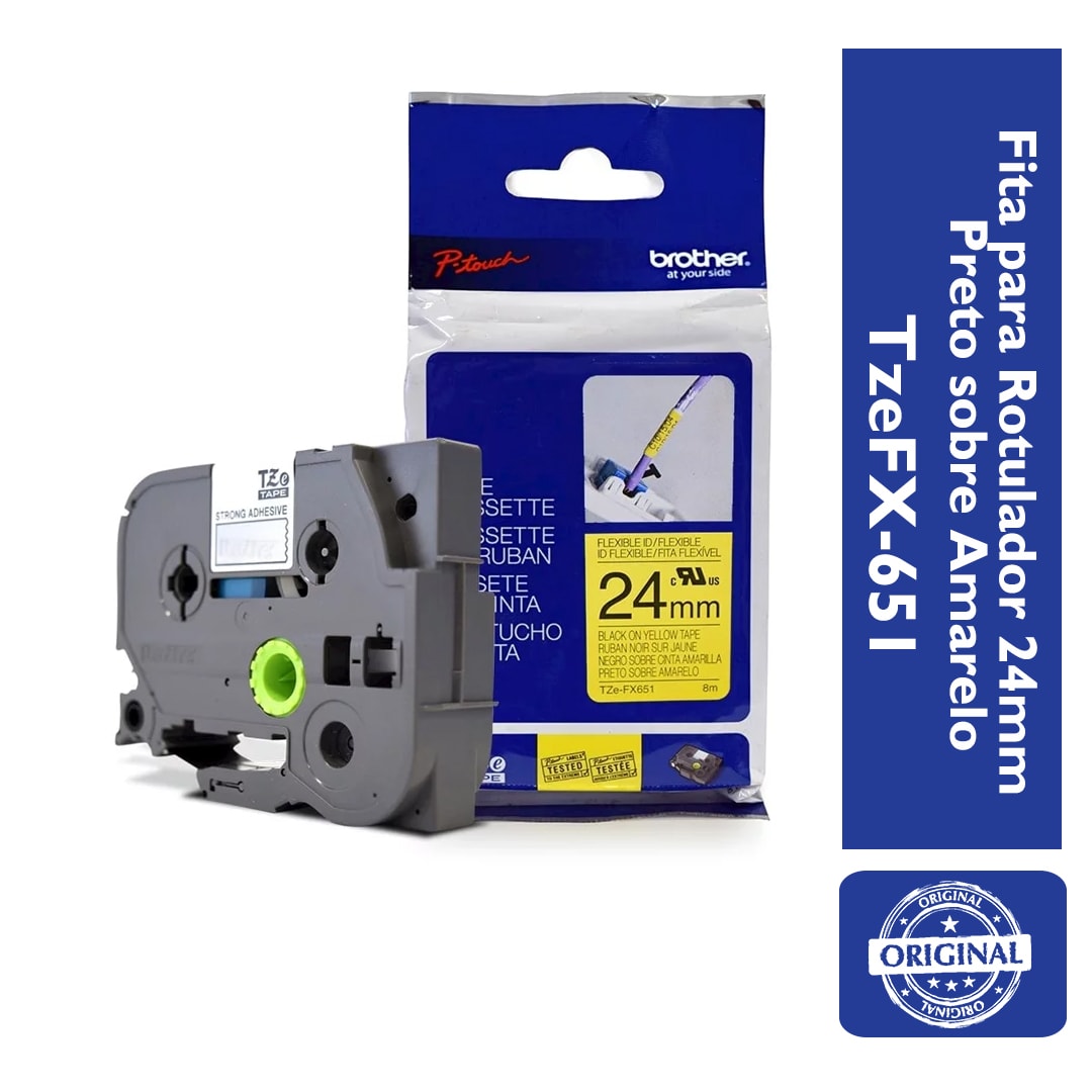Fita Flexível p/ Rotulador Brother TZeFX-231 Preto Sobre Branca