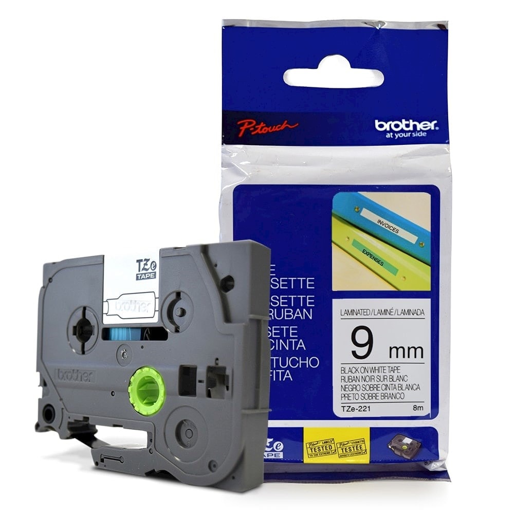 Fita Laminada p/ Rotulador Brother TZe-541 Preto Sobre Azul 18mm