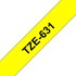 Fita para Rotulador Brother Tze-631 Preto sobre Amarelo Laminada 12mm