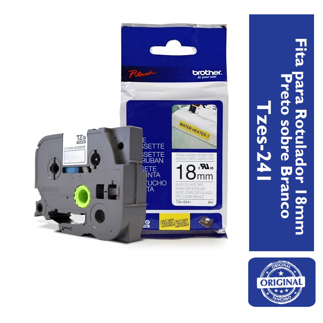Fita para Rotulador Brother Tze-741 Preto sobre Verde Laminada