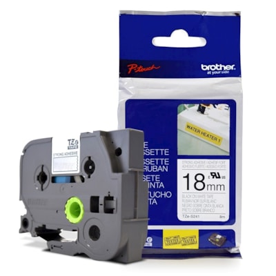 Fita para Rotulador Brother TZeS-241 Preto Sobre Branco 18mm