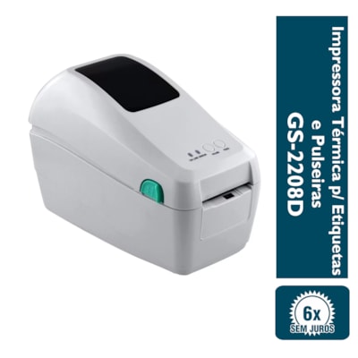 Impressora Térmica p/ Etiquetas e Pulseiras Branca Gainscha GS-2208D