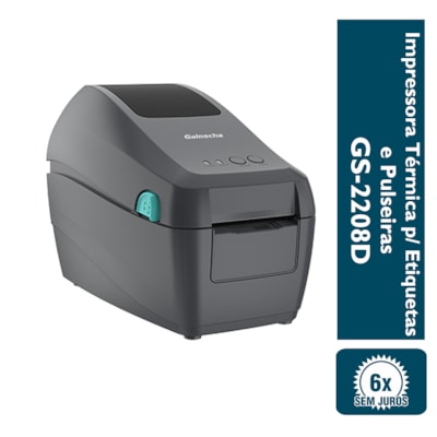 Impressora Térmica p/ Etiquetas e Pulseiras Cinza Gainscha GS-2208D