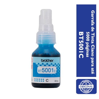 Refil de Tinta Brother BT5001C Ciano p/ 5.000 Páginas