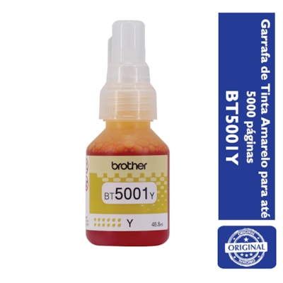 Refil de Tinta Brother BT5001Y Amarelo p/ 5.000 Páginas