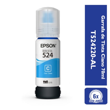 Refil de Tinta Epson T524220-AL Ciano 70ml
