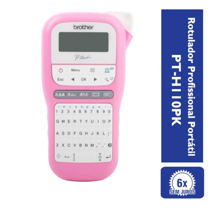 Rotulador Eletrônico Portátil Brother PT-H110PK Rosa